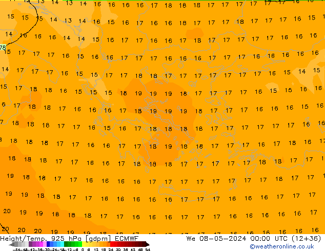 Geop./Temp. 925 hPa ECMWF mié 08.05.2024 00 UTC