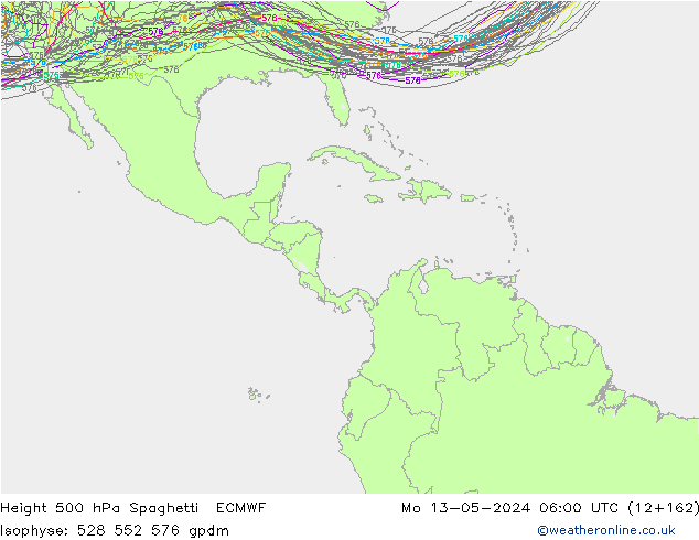 Height 500 hPa Spaghetti ECMWF Seg 13.05.2024 06 UTC