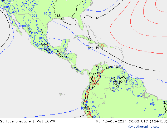 Bodendruck ECMWF Mo 13.05.2024 00 UTC