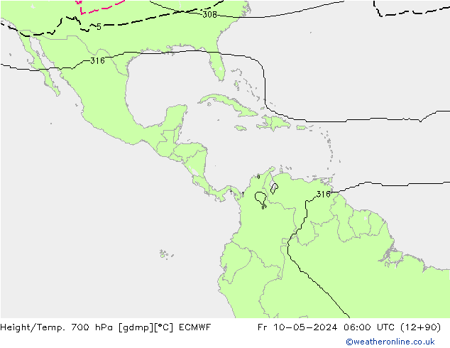 Géop./Temp. 700 hPa ECMWF ven 10.05.2024 06 UTC