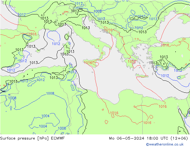 ciśnienie ECMWF pon. 06.05.2024 18 UTC