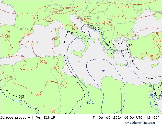 Surface pressure ECMWF Th 09.05.2024 06 UTC