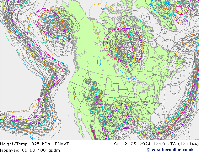 Height/Temp. 925 гПа ECMWF Вс 12.05.2024 12 UTC