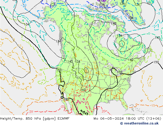 Height/Temp. 850 hPa ECMWF Mo 06.05.2024 18 UTC