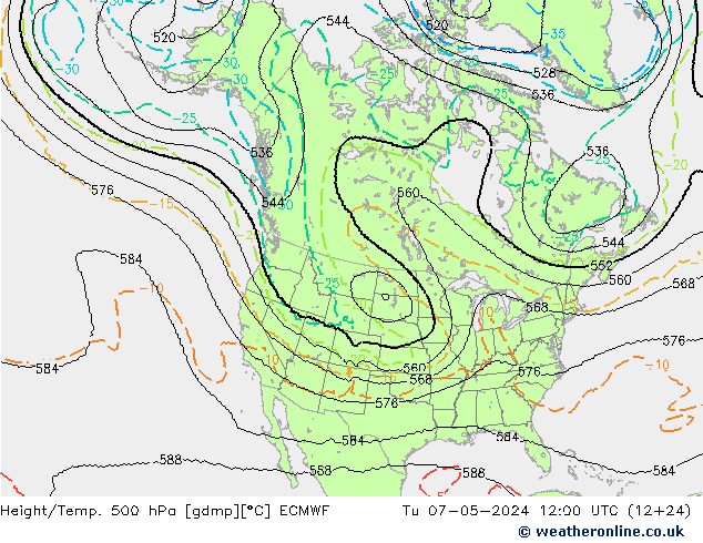 Height/Temp. 500 hPa ECMWF mar 07.05.2024 12 UTC