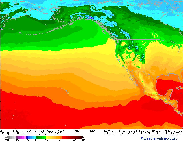 карта температуры ECMWF вт 21.05.2024 12 UTC