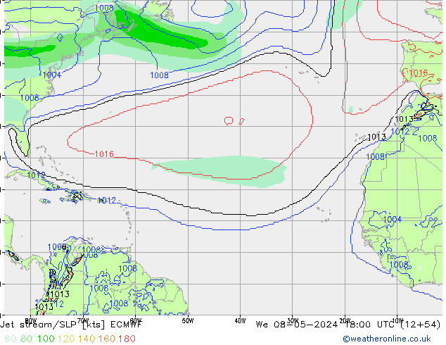 Jet stream/SLP ECMWF We 08.05.2024 18 UTC