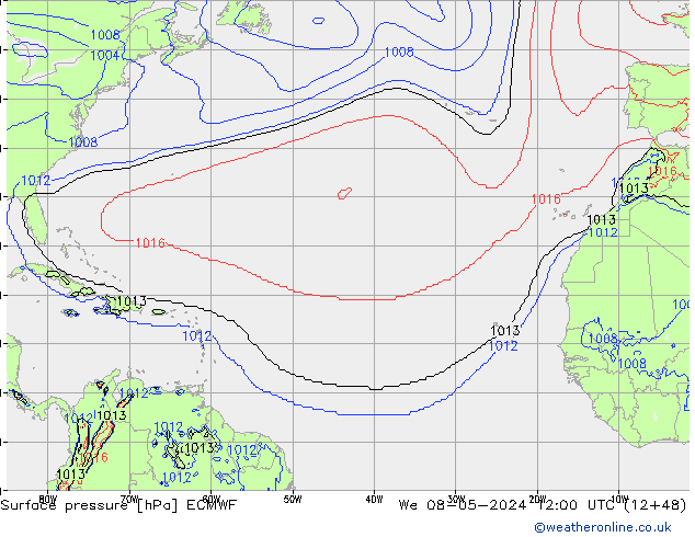 ciśnienie ECMWF śro. 08.05.2024 12 UTC