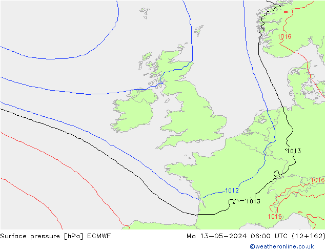 Surface pressure ECMWF Mo 13.05.2024 06 UTC