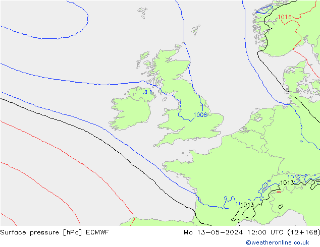 приземное давление ECMWF пн 13.05.2024 12 UTC