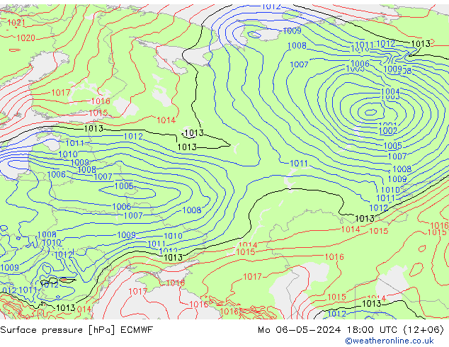 Bodendruck ECMWF Mo 06.05.2024 18 UTC