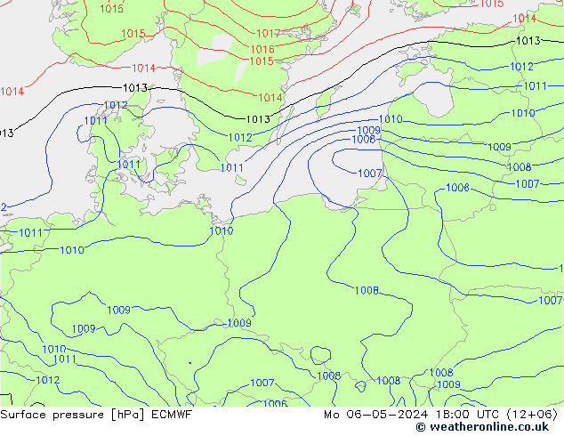 Bodendruck ECMWF Mo 06.05.2024 18 UTC