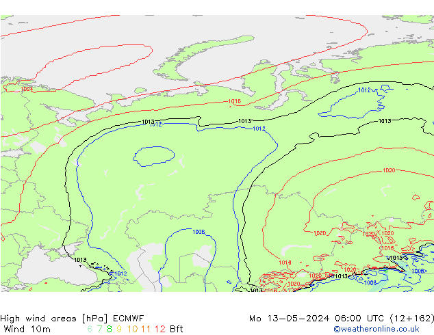 High wind areas ECMWF Po 13.05.2024 06 UTC