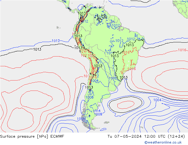 Presión superficial ECMWF mar 07.05.2024 12 UTC