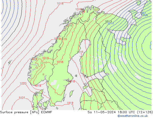 Pressione al suolo ECMWF sab 11.05.2024 18 UTC