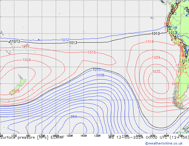 Atmosférický tlak ECMWF Po 13.05.2024 00 UTC