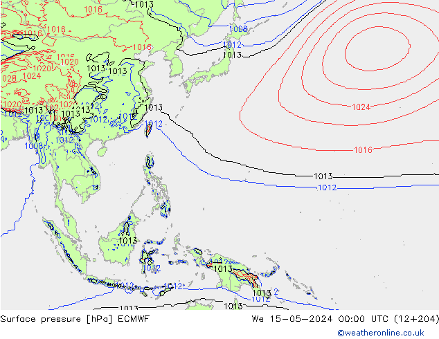 Bodendruck ECMWF Mi 15.05.2024 00 UTC