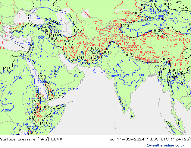 ciśnienie ECMWF so. 11.05.2024 18 UTC