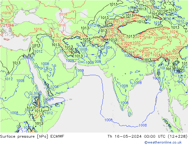 приземное давление ECMWF чт 16.05.2024 00 UTC