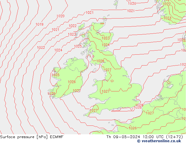 Surface pressure ECMWF Th 09.05.2024 12 UTC