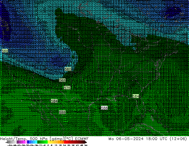 Height/Temp. 500 гПа ECMWF пн 06.05.2024 18 UTC