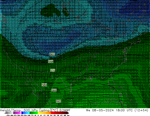 Height/Temp. 500 hPa ECMWF śro. 08.05.2024 18 UTC