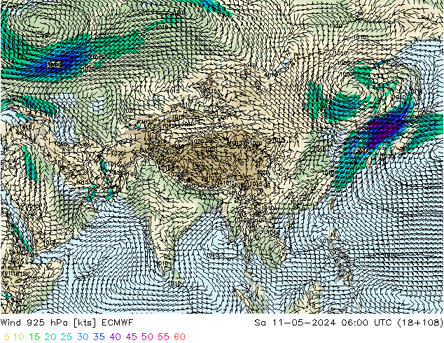 Viento 925 hPa ECMWF sáb 11.05.2024 06 UTC