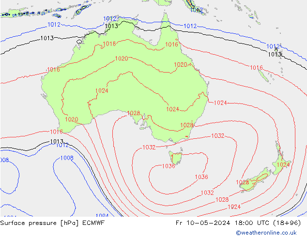 Surface pressure ECMWF Fr 10.05.2024 18 UTC