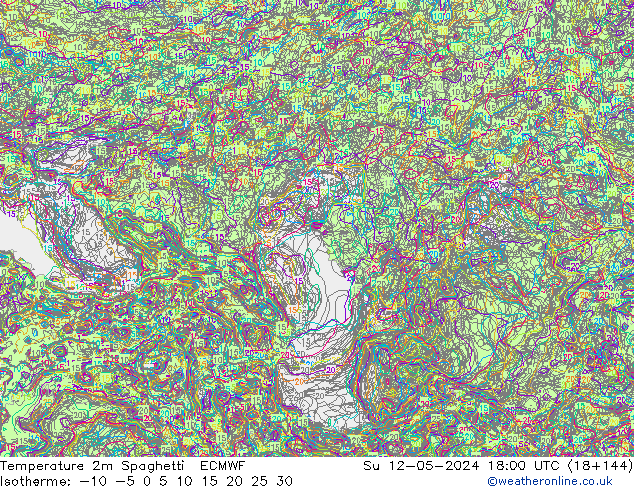 Temperatuurkaart Spaghetti ECMWF zo 12.05.2024 18 UTC