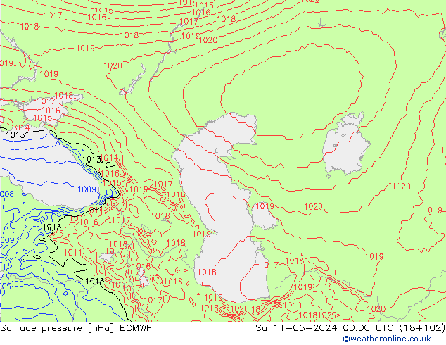 Surface pressure ECMWF Sa 11.05.2024 00 UTC