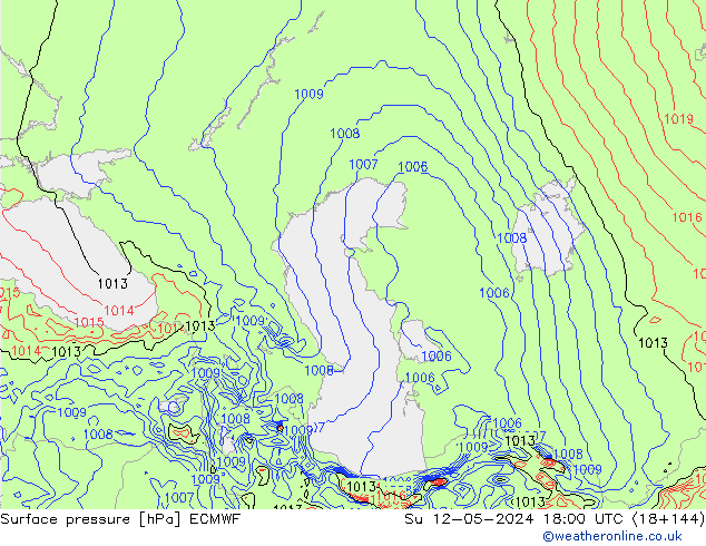 Luchtdruk (Grond) ECMWF zo 12.05.2024 18 UTC