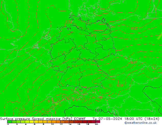Bodendruck Spread ECMWF Di 07.05.2024 18 UTC