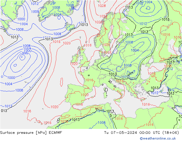 ciśnienie ECMWF wto. 07.05.2024 00 UTC