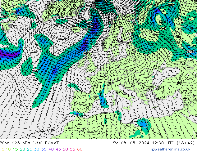 Wind 925 hPa ECMWF Mi 08.05.2024 12 UTC