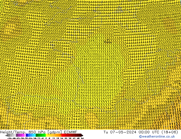 Height/Temp. 850 hPa ECMWF Di 07.05.2024 00 UTC