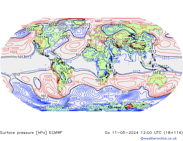 Bodendruck ECMWF Sa 11.05.2024 12 UTC