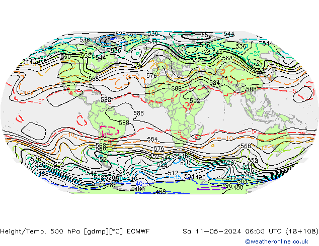 Height/Temp. 500 hPa ECMWF so. 11.05.2024 06 UTC