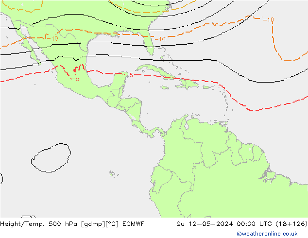 Height/Temp. 500 гПа ECMWF Вс 12.05.2024 00 UTC