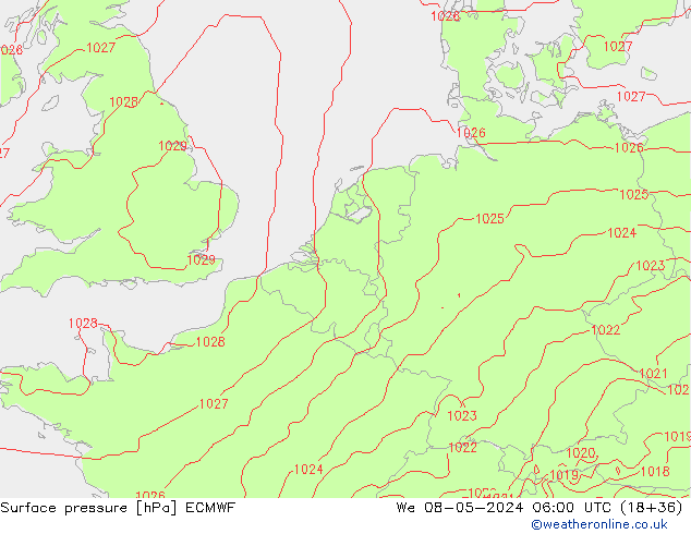 Bodendruck ECMWF Mi 08.05.2024 06 UTC