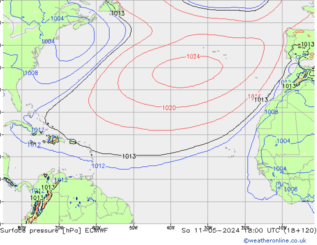 Luchtdruk (Grond) ECMWF za 11.05.2024 18 UTC