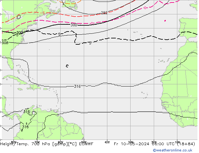 Height/Temp. 700 hPa ECMWF Fr 10.05.2024 06 UTC