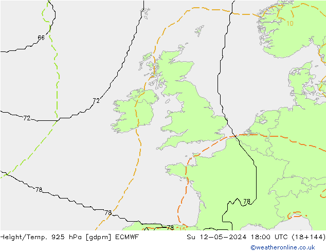 Hoogte/Temp. 925 hPa ECMWF zo 12.05.2024 18 UTC