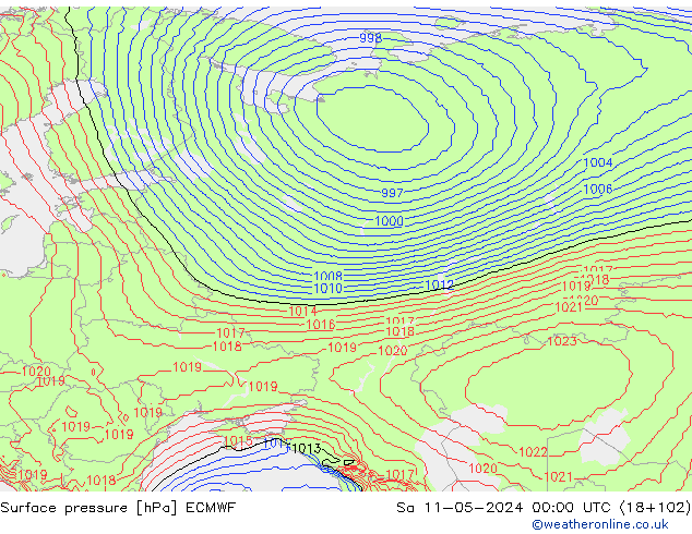 Pressione al suolo ECMWF sab 11.05.2024 00 UTC