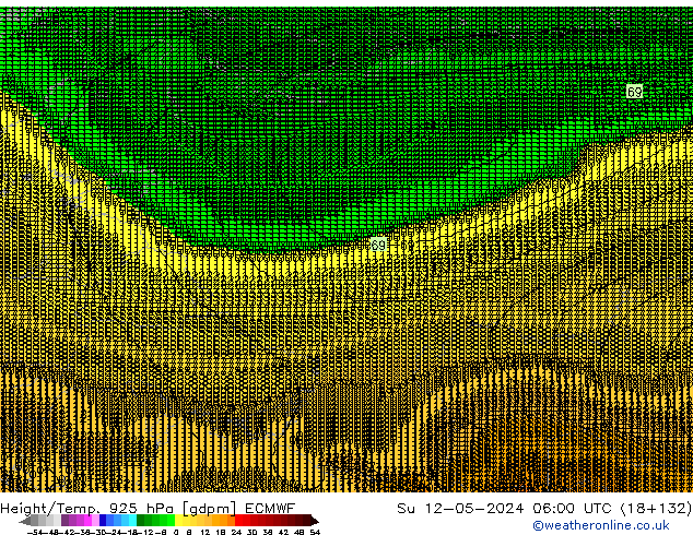 Height/Temp. 925 hPa ECMWF So 12.05.2024 06 UTC