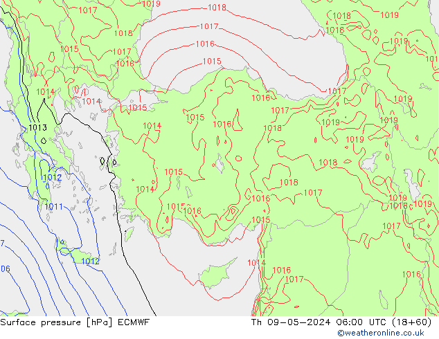 Surface pressure ECMWF Th 09.05.2024 06 UTC