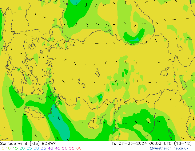 Rüzgar 10 m ECMWF Sa 07.05.2024 06 UTC