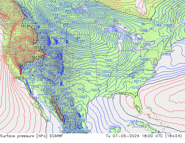 Surface pressure ECMWF Tu 07.05.2024 18 UTC