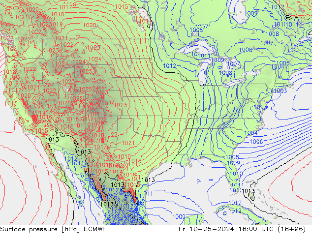 Yer basıncı ECMWF Cu 10.05.2024 18 UTC