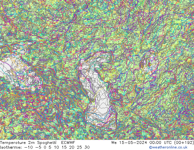 mapa temperatury 2m Spaghetti ECMWF śro. 15.05.2024 00 UTC