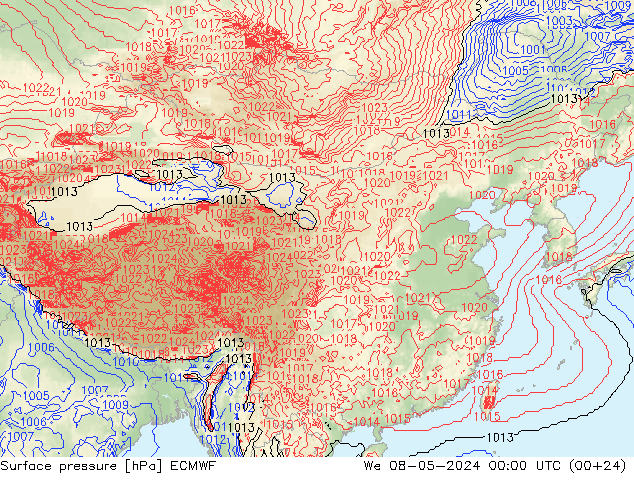地面气压 ECMWF 星期三 08.05.2024 00 UTC